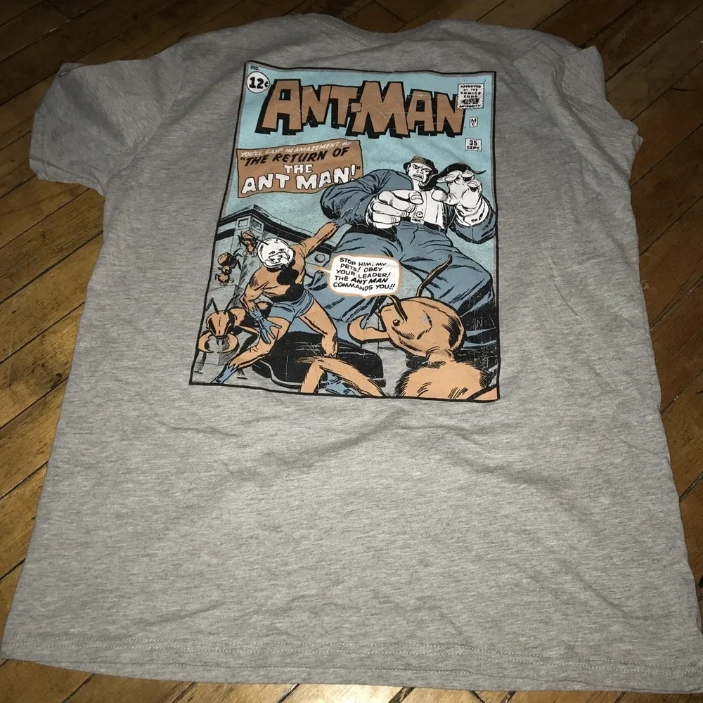 Marvel‎ Comics Ant-Man XL Gray Graphic T-Shirt Embroidery